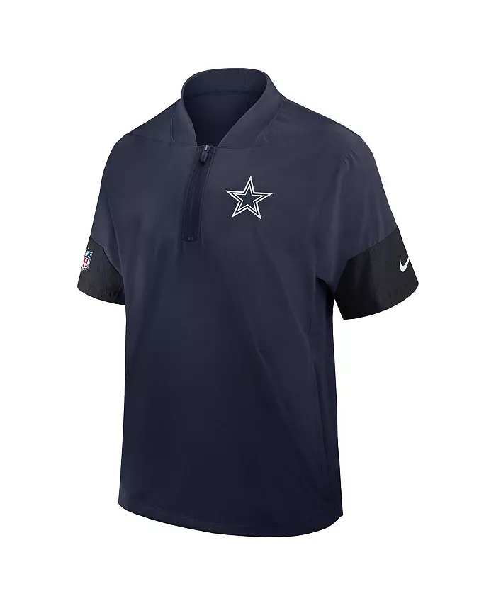 Мужская тренерская куртка с четверть-молнией и коротким рукавом Dallas Cowboys в синем цвете для боковой линии Nike — фото 2