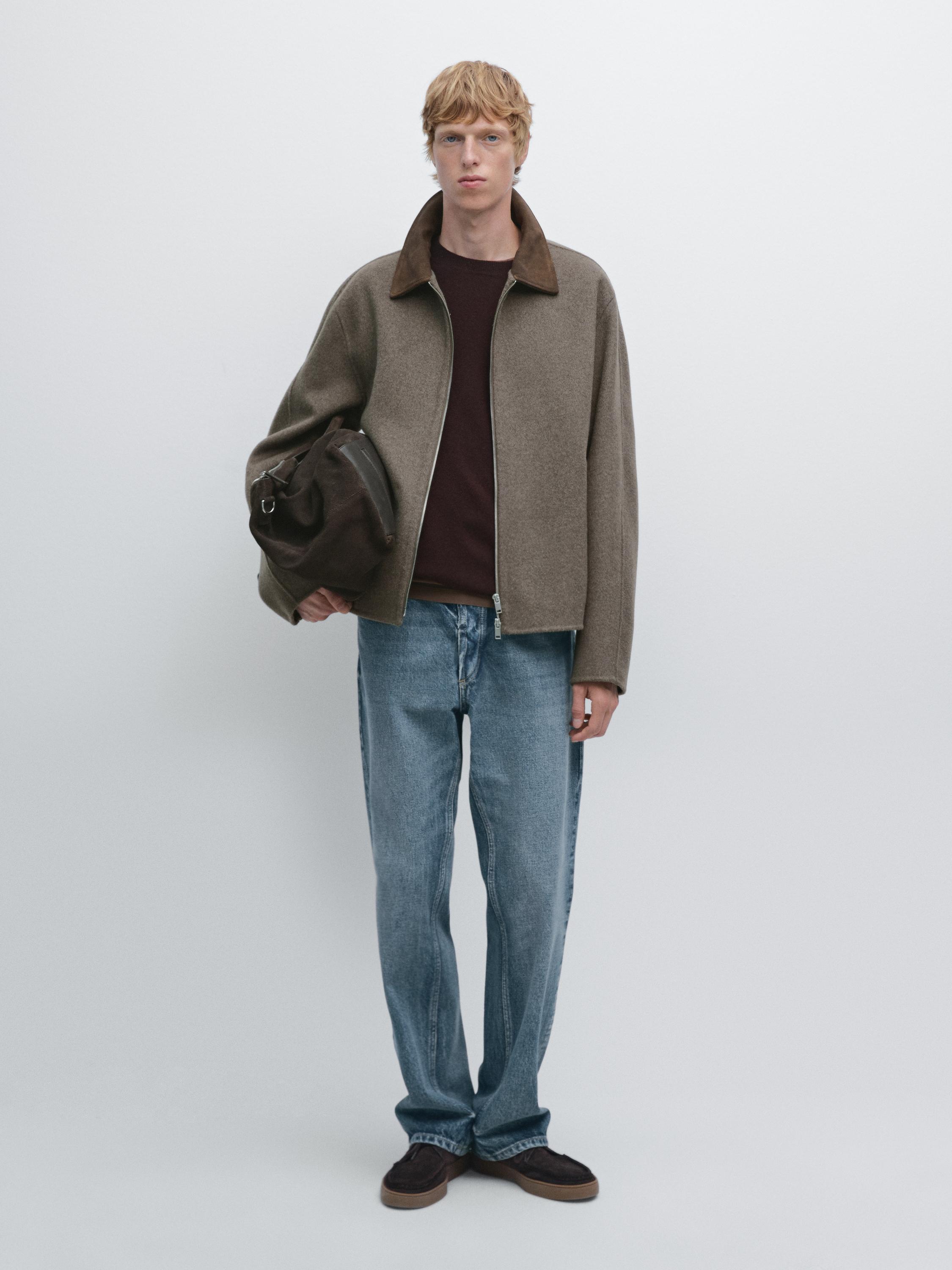 

Куртка с воротником из двойной шерстяной смеси Massimo Dutti, коричневый