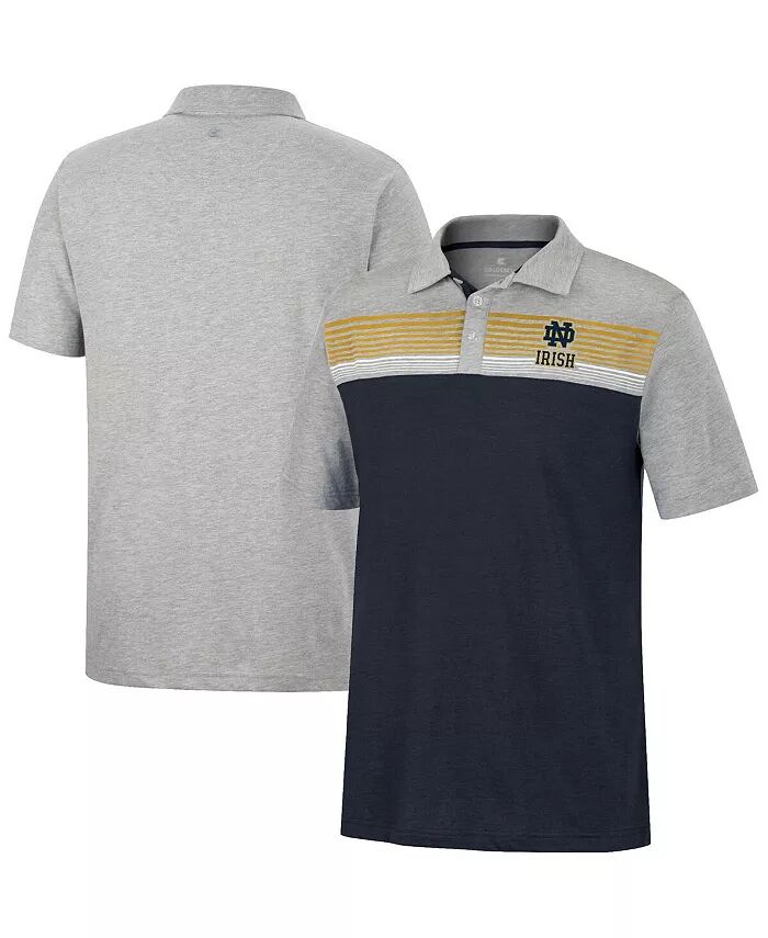 

Мужская темно-синяя, серая рубашка-поло Notre Dame Fighting Irish Caddie Colosseum