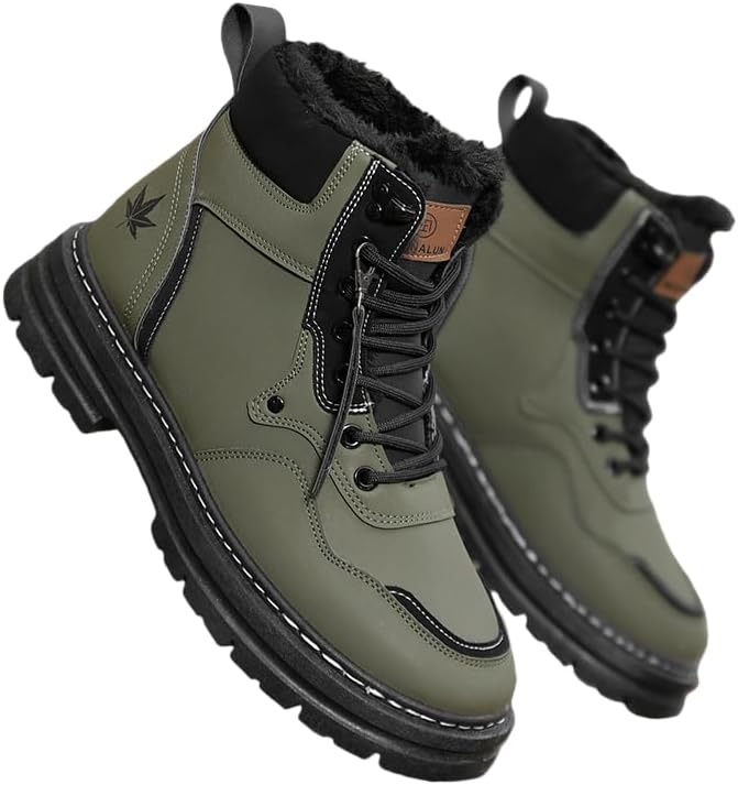 

Мужские водонепроницаемые зимние ботинки с утеплителем, теплой подкладкой для холодной погоды, нескользящие для походов и активного отдыха на улице Hhhchpm, зеленый