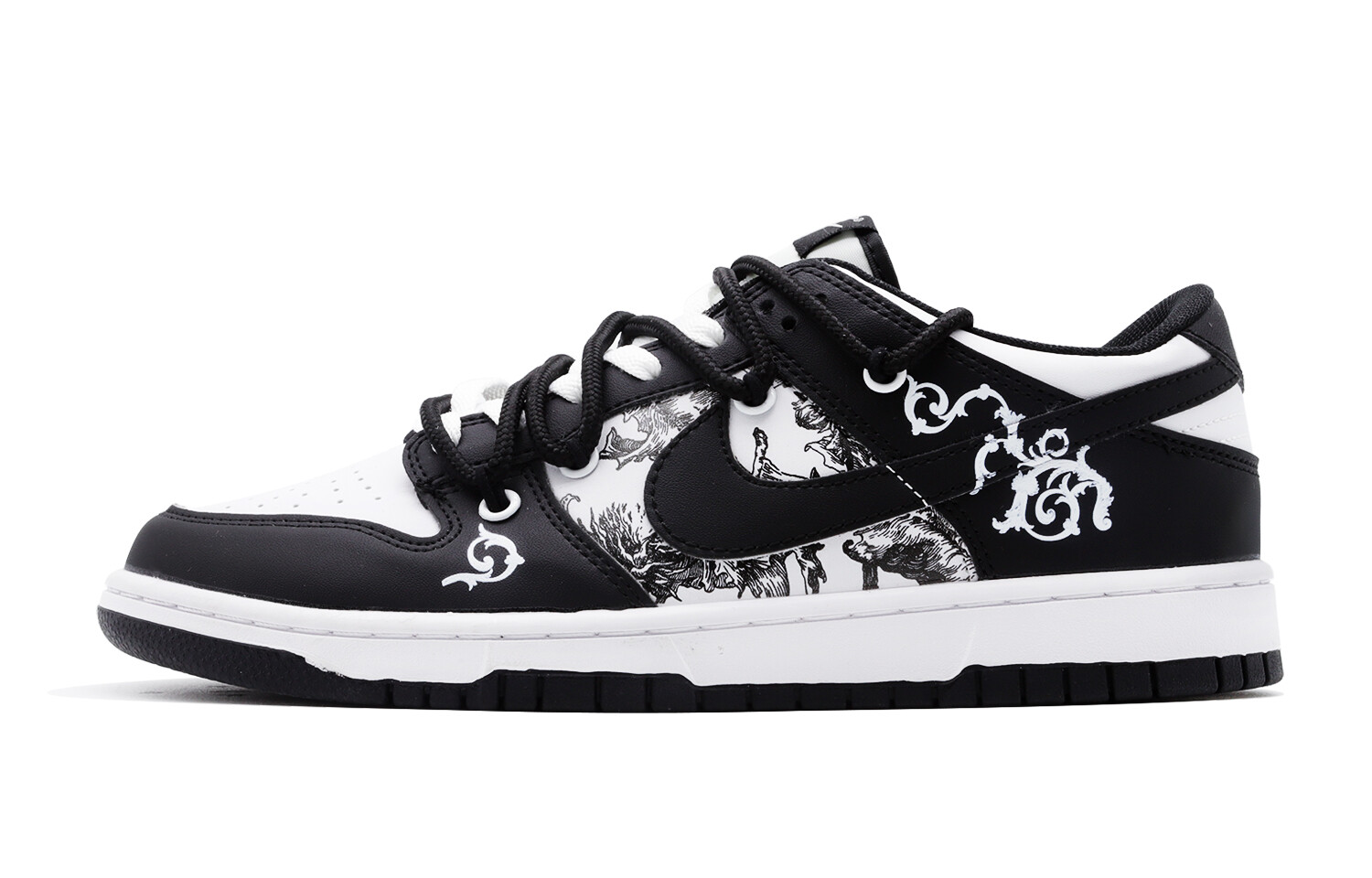 

Кроссовки Nike Dunk Skateboard Shoes Men Low-Top Black White, черный/белый