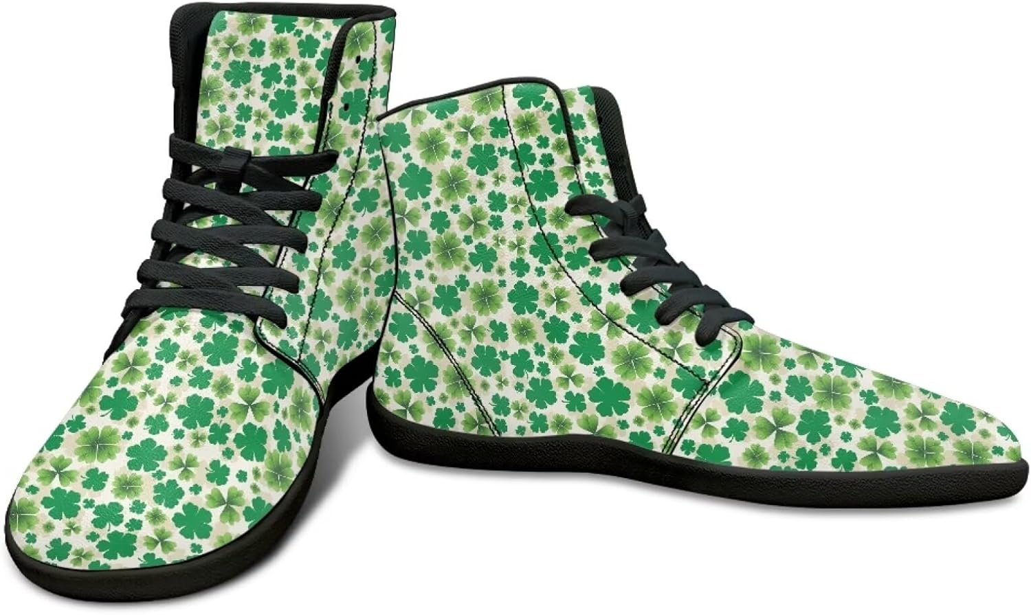 

Высокие кроссовки для бега на День святого Патрика - борцовки из ПУ - заземленная обувь для мужчин Watdotory, Green Leaf Pattern