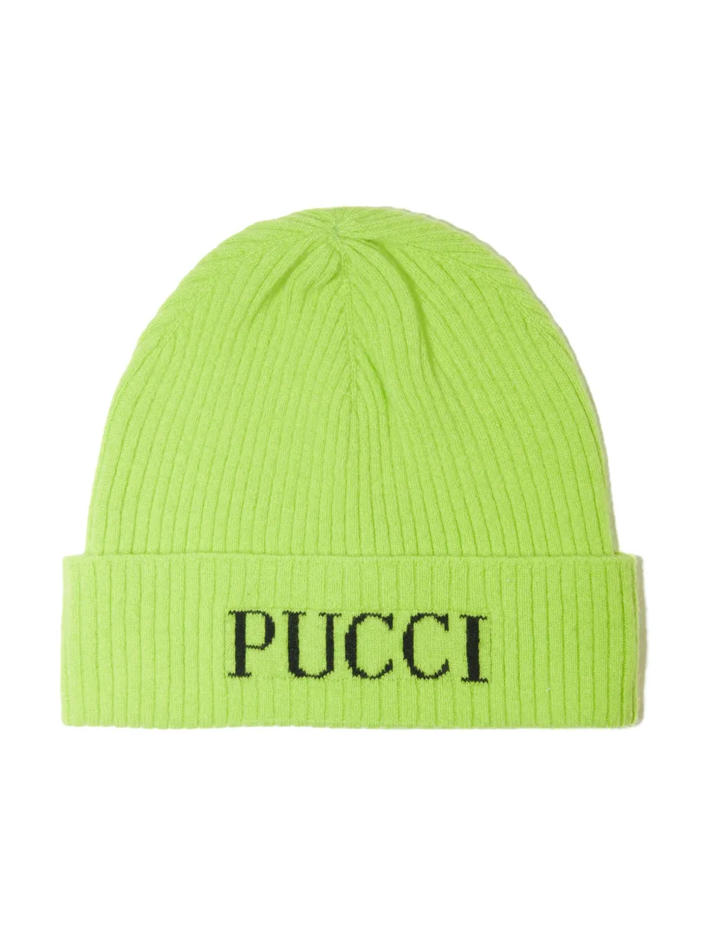 

Шапка бини вязки интарсия с логотипом PUCCI Junior, зеленый
