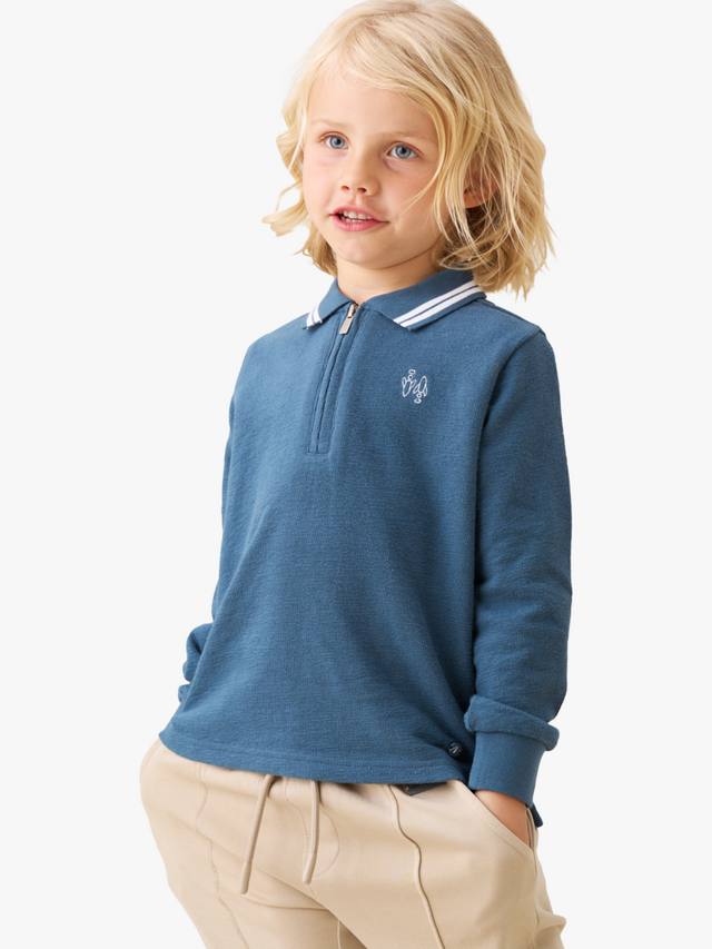 

Детская вязаная хлопковая поло с длинными рукавами Angel & Rocket, Blue