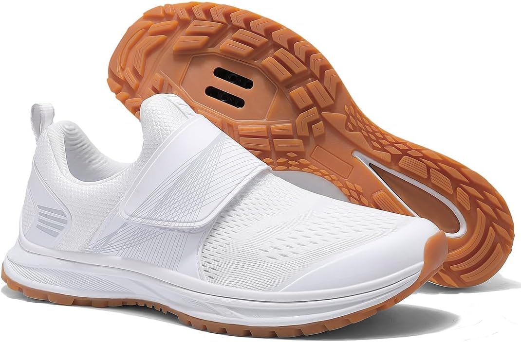 

Женские велотуфли для дома и улицы- удобные и дышащие- совместимы с шипами SPD Pairobin, белый