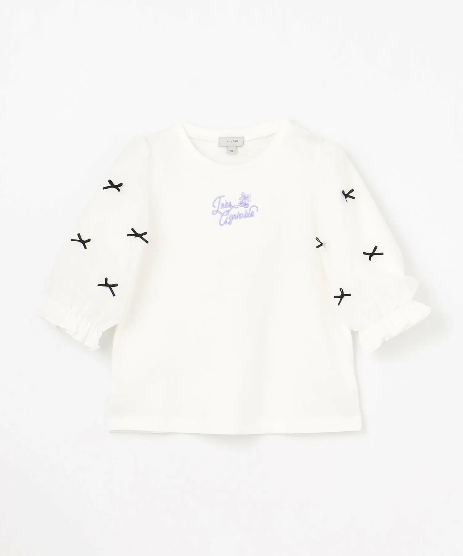 Футболка с рукавами 3/4 из ленты и тюля ANY KIDS, Off-white [001] — фото 4