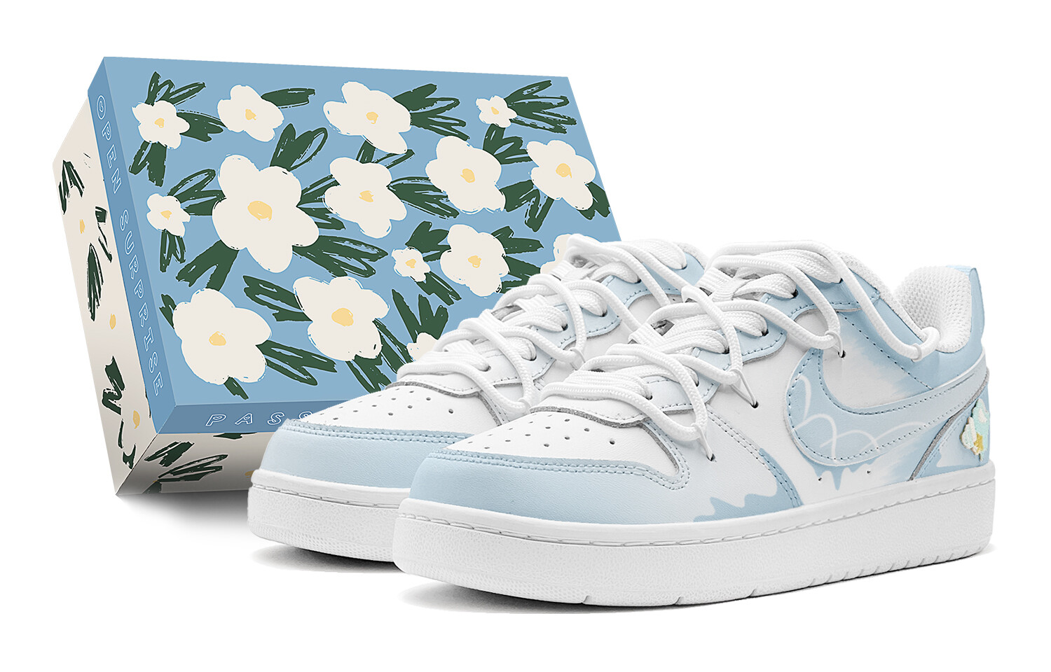 

Кроссовки Nike Court Borough Skateboard Shoes Women's Low-Top White, голубой, Синий, Кроссовки Nike Court Borough Skateboard Shoes Women's Low-Top White, голубой