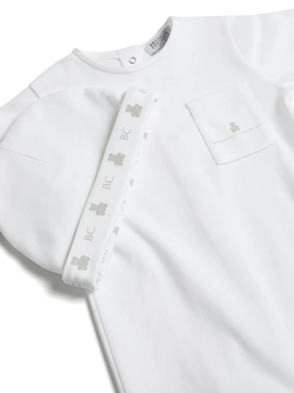Комбинезон для новорожденного с логотипом Brunello Cucinelli Kids, белый — фото 3