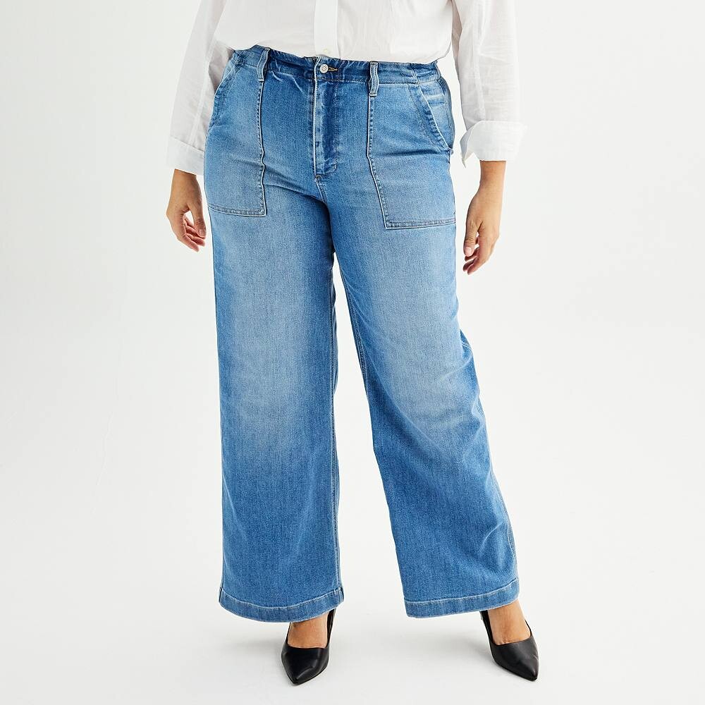 

Широкие брюки больших размеров Sonoma Goods For Life Utility, цвет Medium Wash