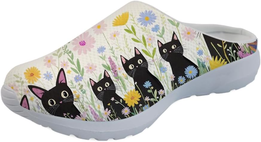 

Садовые сабо Forchrinse Rainbow Cat Star для мужчин и женщин, с поддержкой свода стопы, кроссовки-мюли для дома, работы и спортзала, Cat and Floral