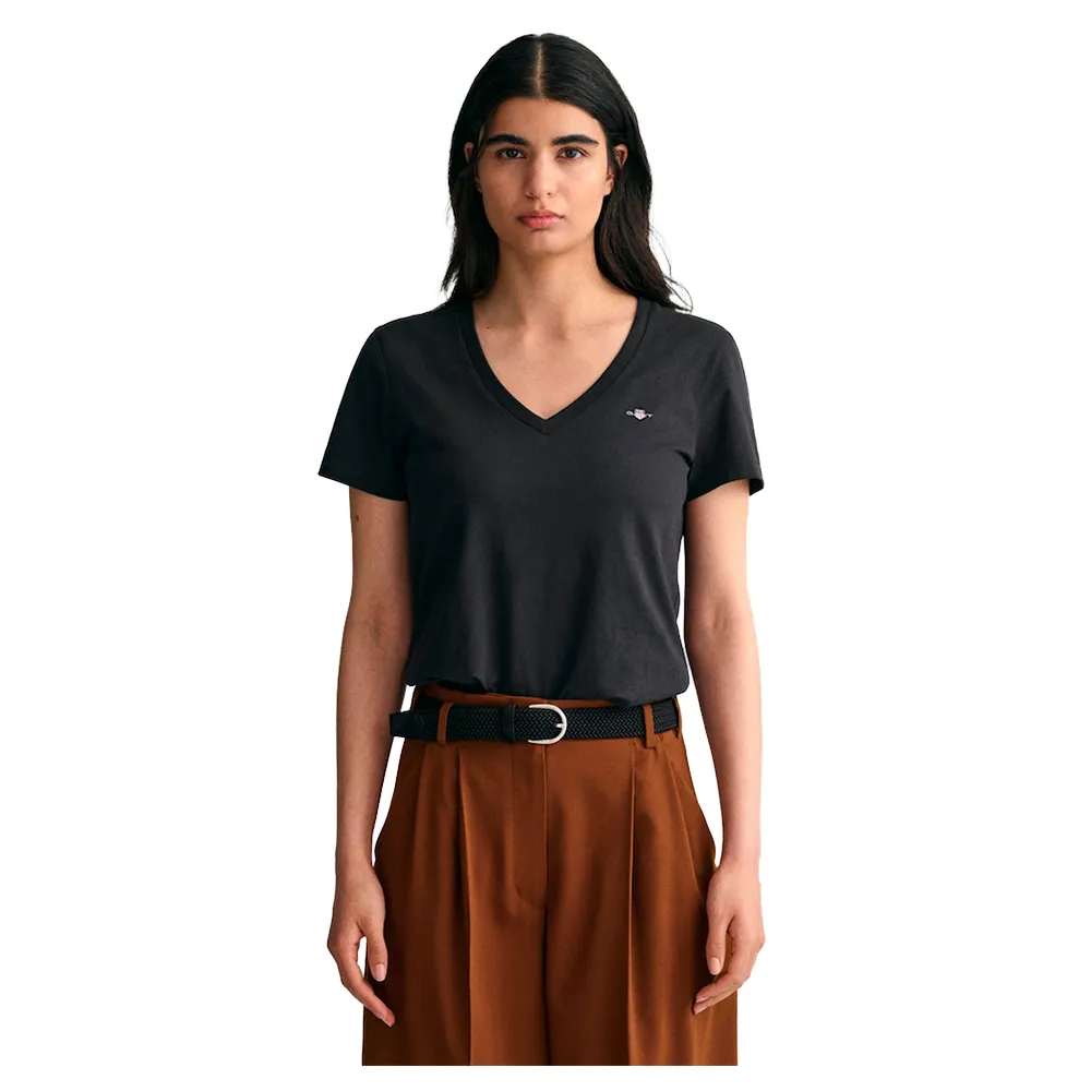 

Футболка Gant Reg Shield short sleeve v neck, черный