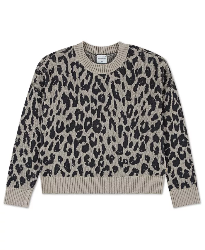 

Детский свитер с леопардовым принтом Abercrombie Kids, коричневый
