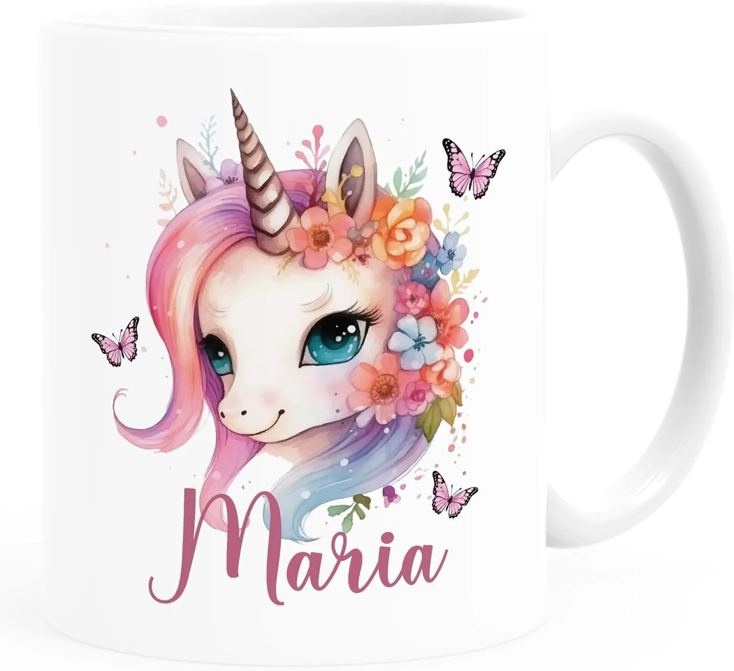 Детская кружка пластиковая Unicorn с именем для девочек белая SpecialMe