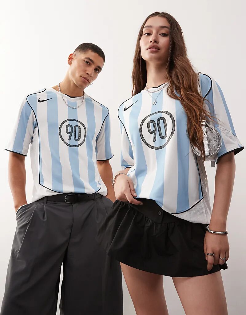 

Футболка унисекс Nike T90 Dri-fit синего и белого цвета