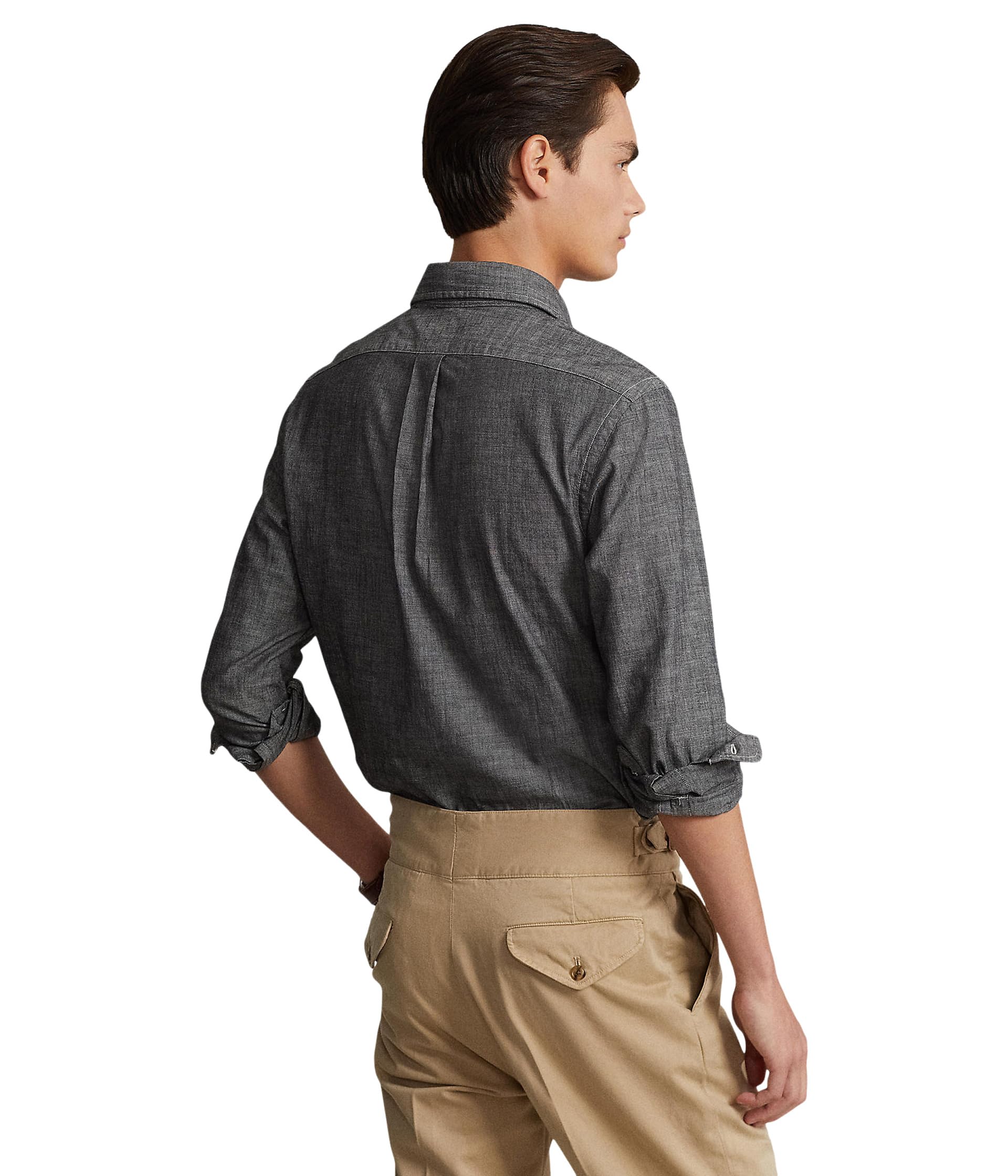 Рубашка Polo Ralph Lauren Classic Fit Chambray Shirt, серый — фото 2