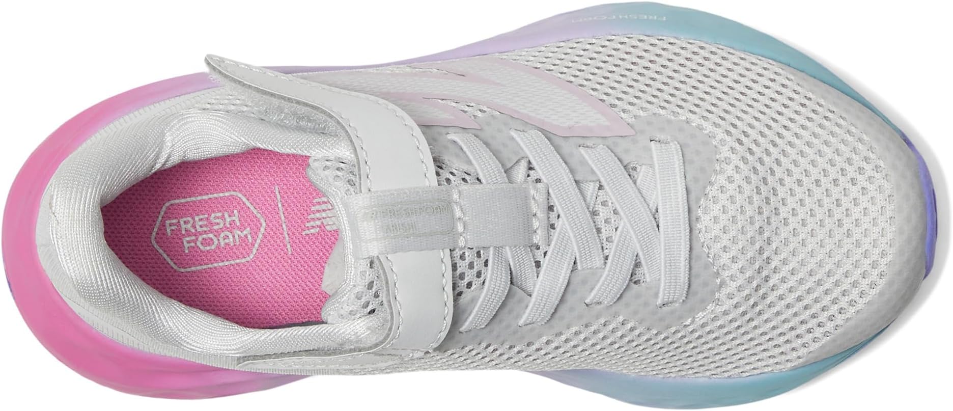 Кроссовки New Balance Kids Fresh Foam Arishi v4 Bungee Lace with Top Strap, цвет Grey Matter/Mid Century Pink/Lilac Glow — фото 2