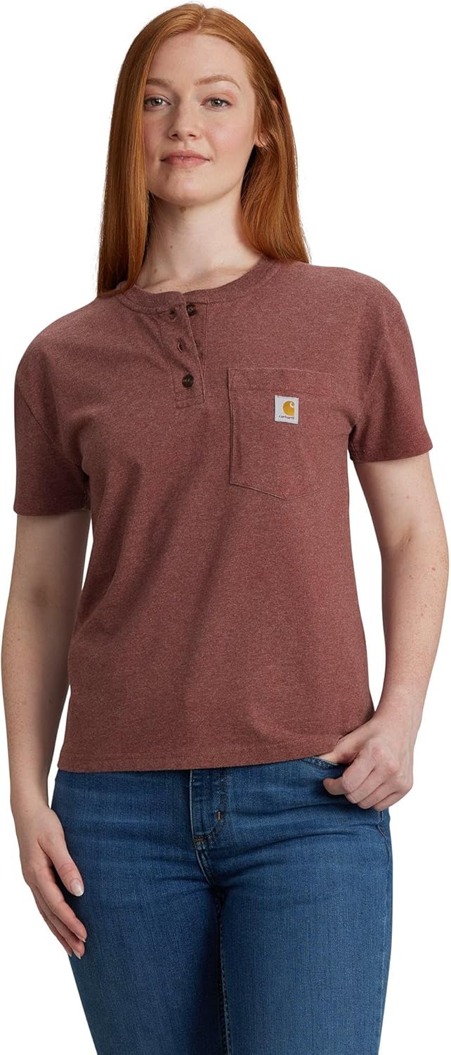 

Carhartt Women's 106813 Женская футболка-поло с коротким рукавом свободного кроя, Barnwood Heather, Коричневый, Carhartt Women's 106813 Женская футболка-поло с коротким рукавом свободного кроя, Barnwood Heather