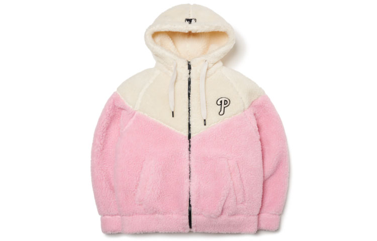 

MLB Бархатная куртка унисекс розовая белая, Pink White