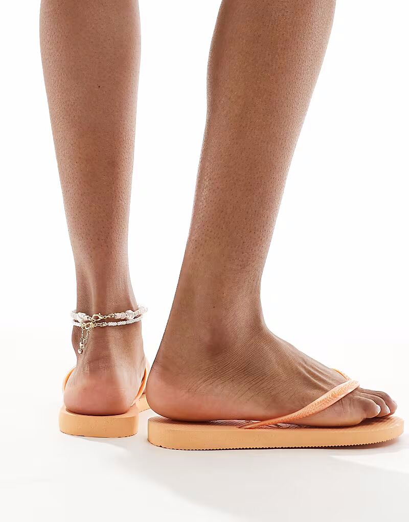 Узкие шлепанцы Havaianas оранжевого цвета — фото 2