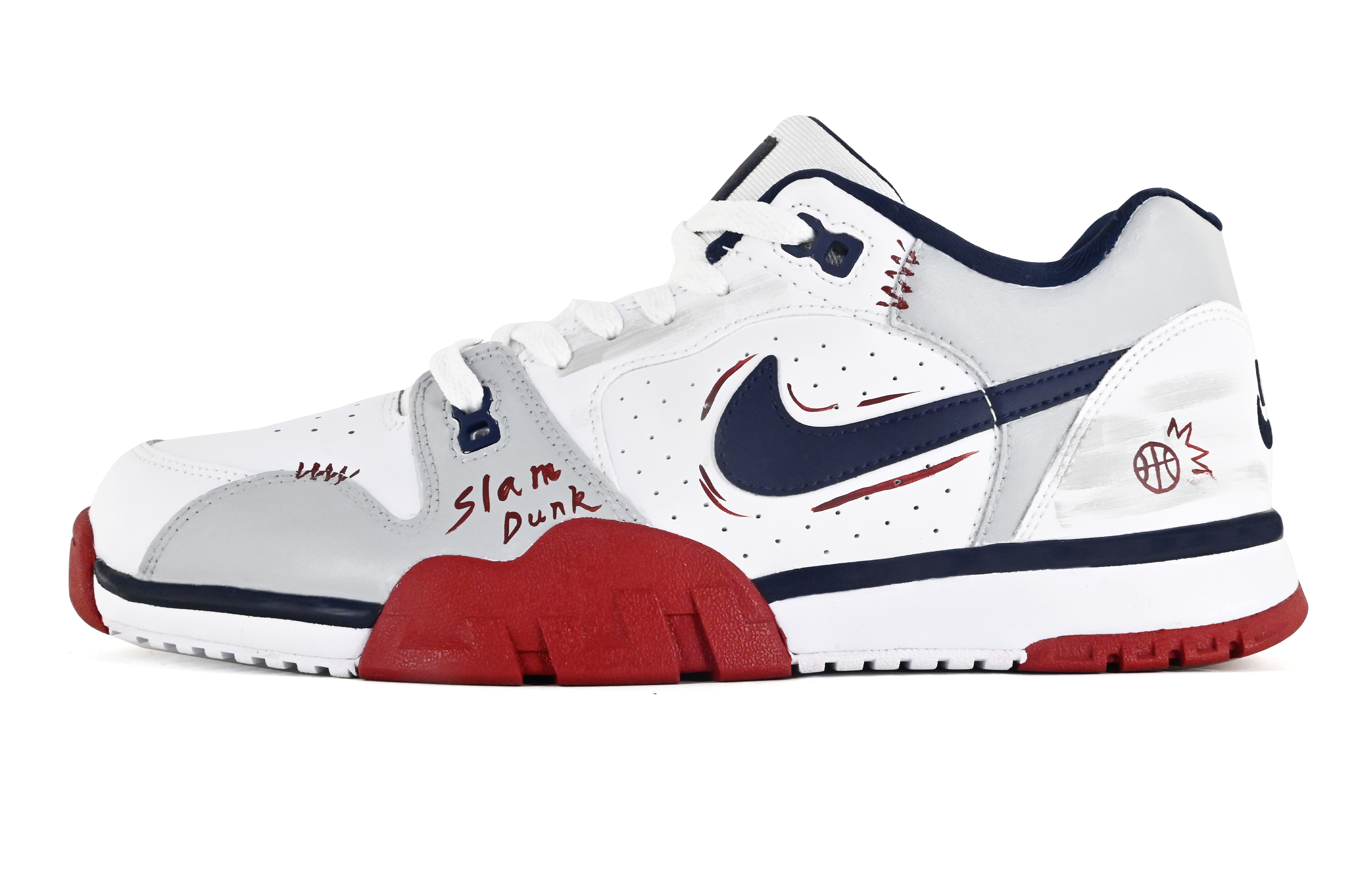 

Nike Кроссовки Air Cross Trainer 3 NinePro Slam Dunk с низким верхом, износостойкие, противоскользящие, мужские, белые, красные, серые