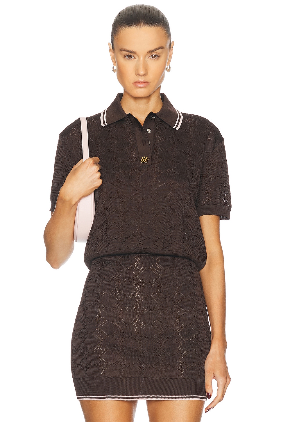 

Вязаный поло топ Amiri, Brown