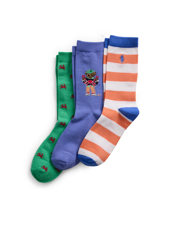 

Комплект из 3-х высоких детских носков 444969087001 Polo Ralph Lauren, мультиколор