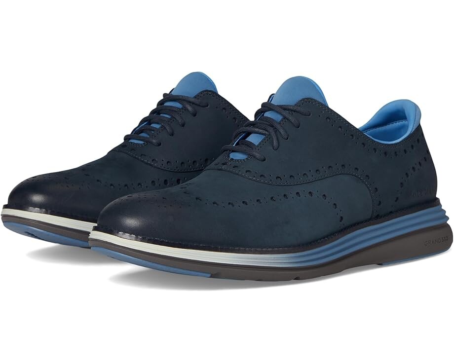 

Оксфорды Cole Haan Original Grand Ultra Wingtip Oxford, цвет Blueberry Nubuck/Coronet Blue/Pavement Waterproof