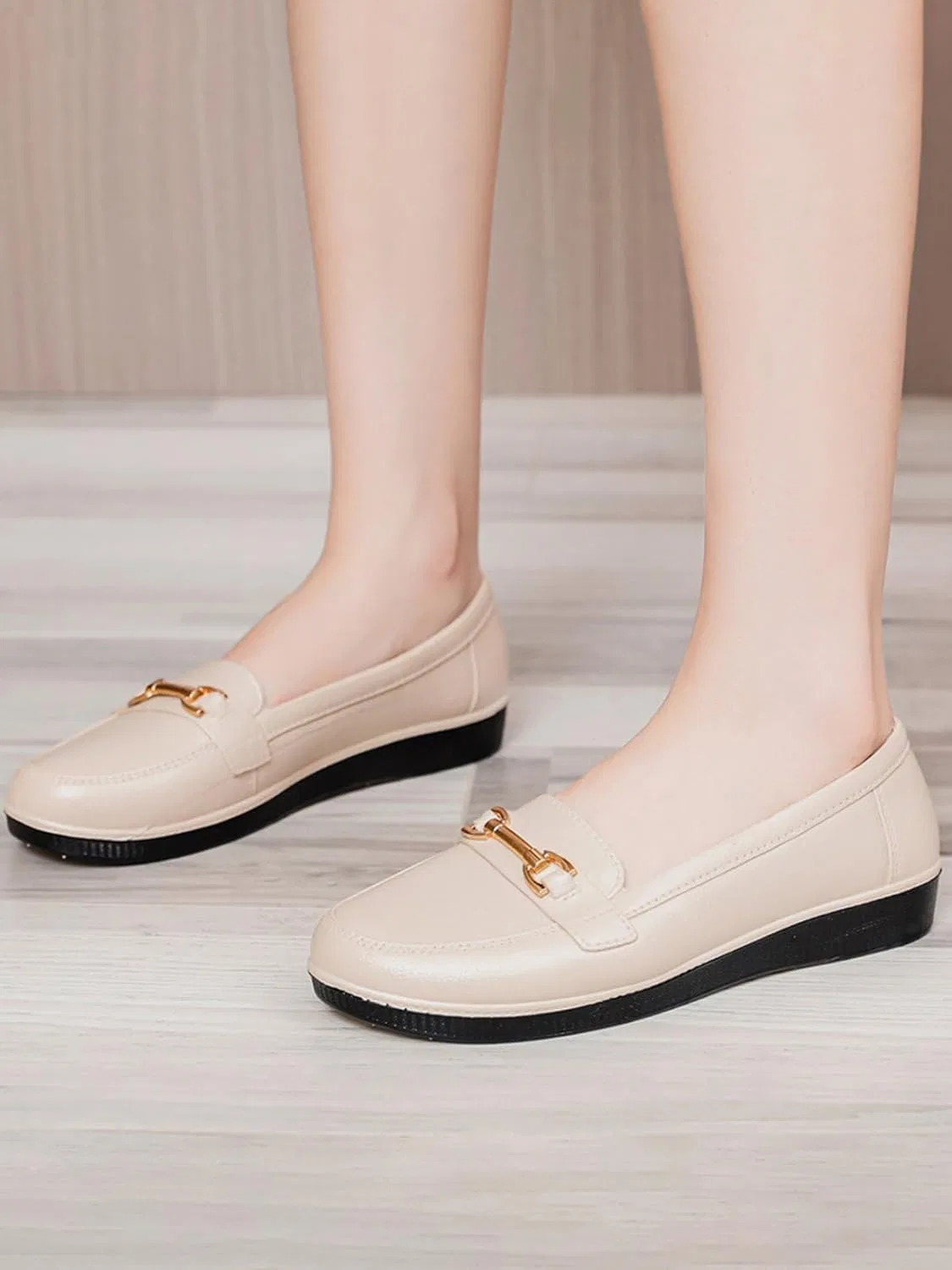 Лоферы женские, Beige — фото 4
