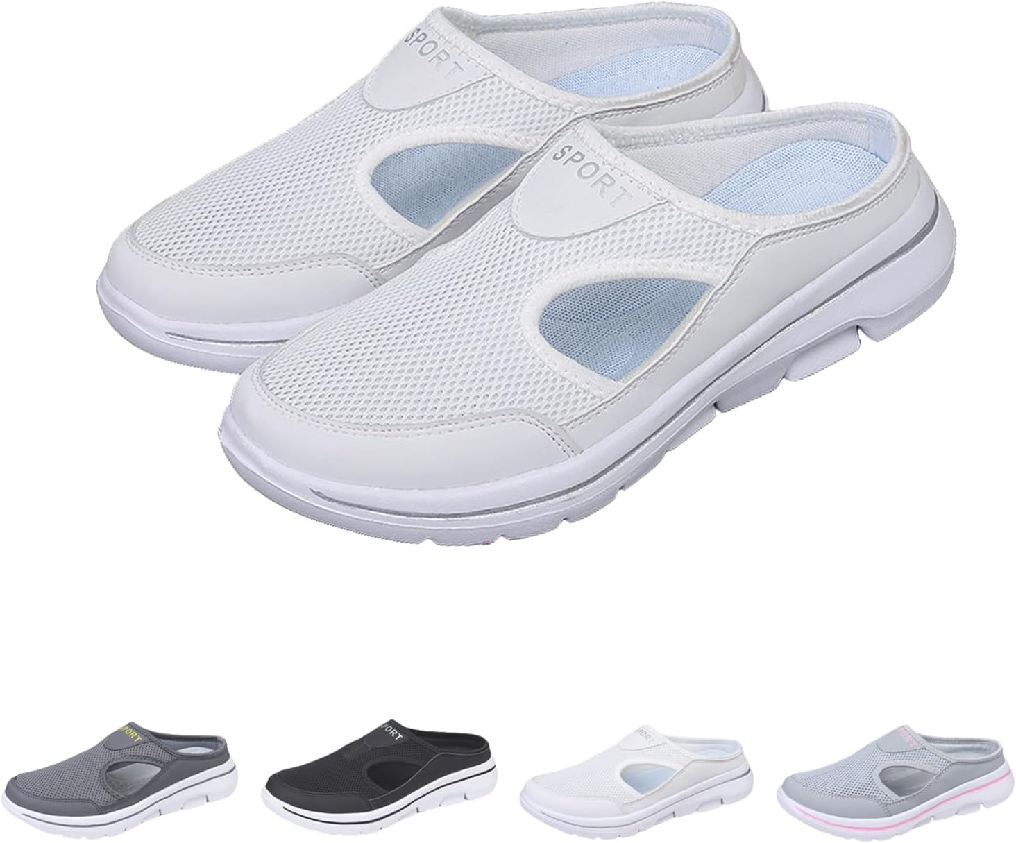 

Ортопедическая обувь Elsvia для мужчин и женщин - кроссовки без задника, дышащие слипоны из сетки, легкие прогулочные туфли с поддержкой свода, с закрытым носком Generic, белый