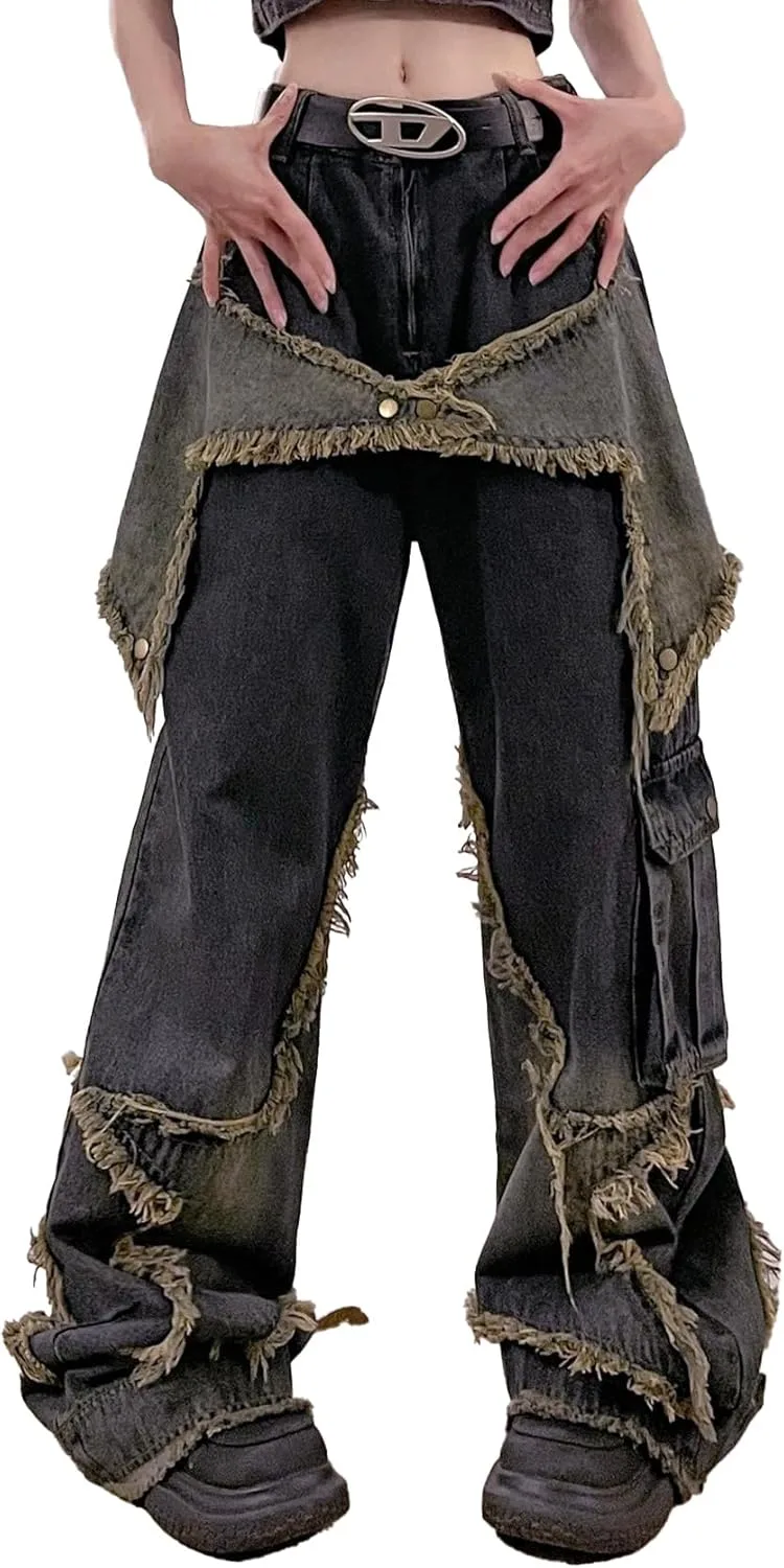 

Star Jeans Low Rise Baggy для женщин в стиле гот-эмо Loizziuy