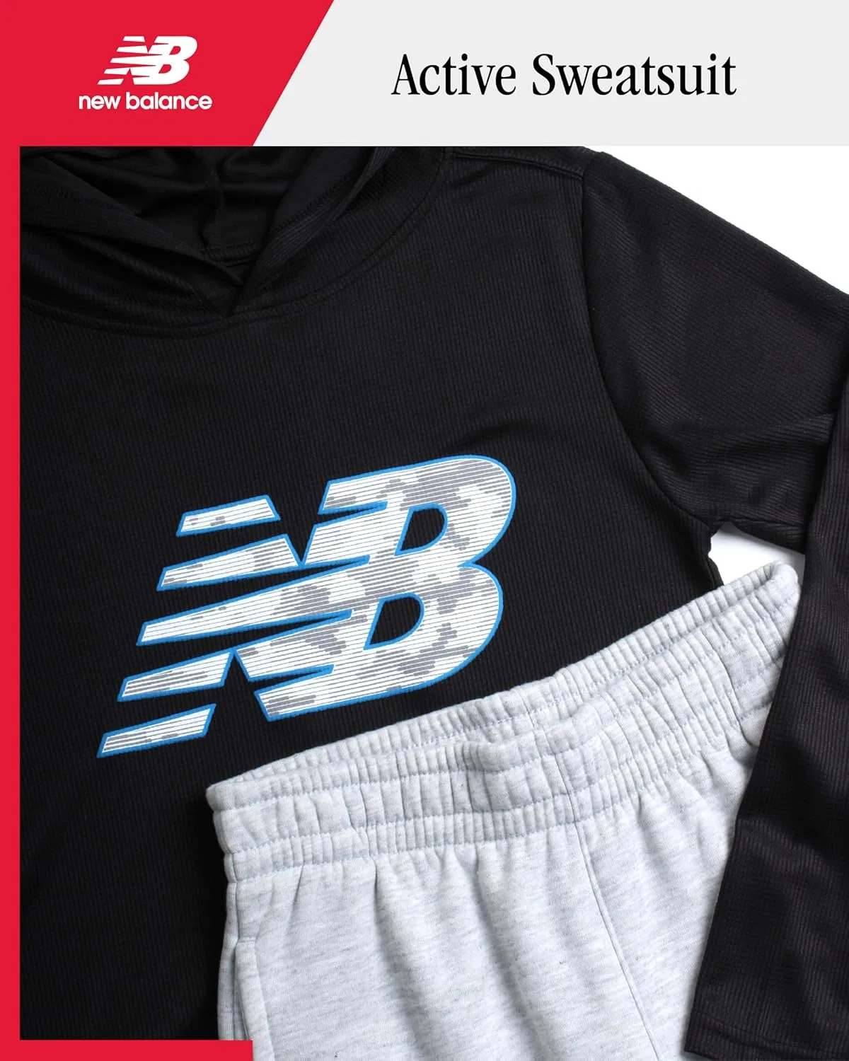 Детский спортивный костюм New Balance, 2 предмета, чёрный/серый — фото 2