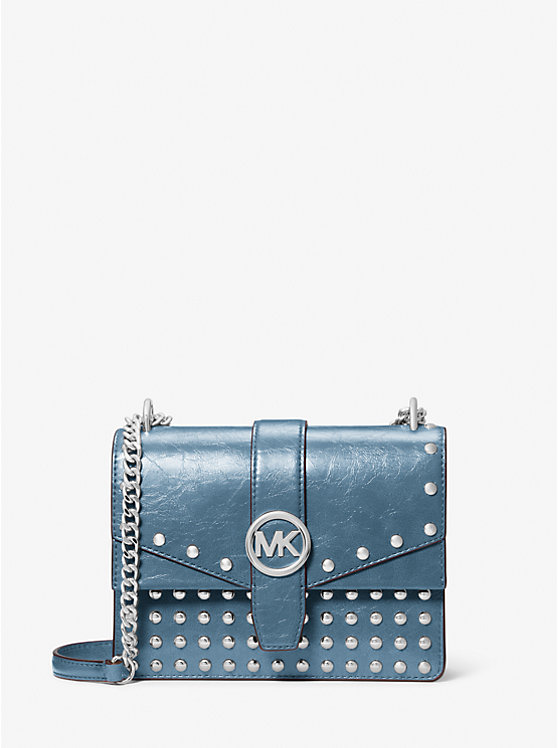 

Маленькая винтажная сумка через плечо Greenwich с заклепками Michael Kors, синий