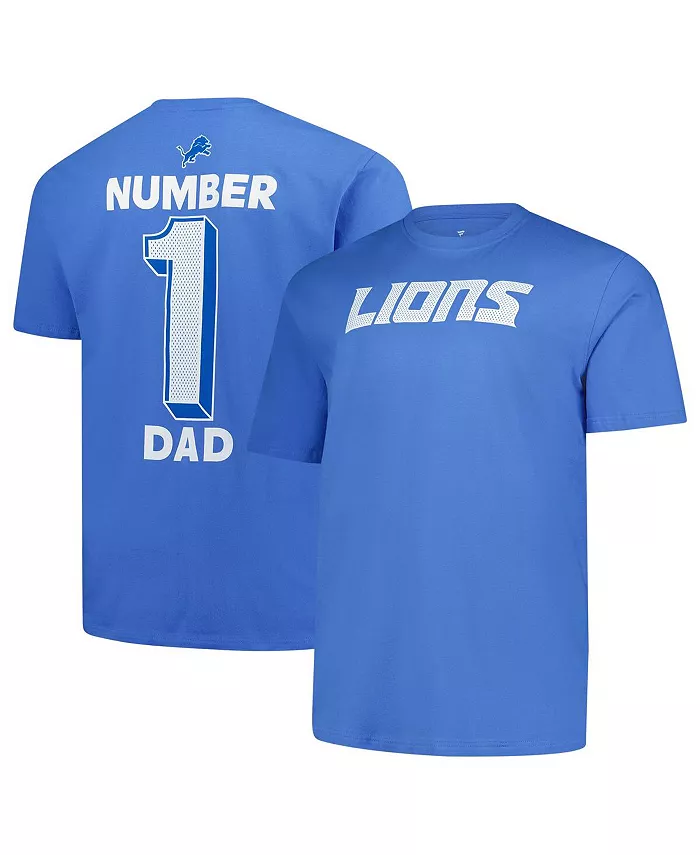 

Мужская синяя футболка Big Tall Number One Dad с символикой Detroit Lions Fanatics