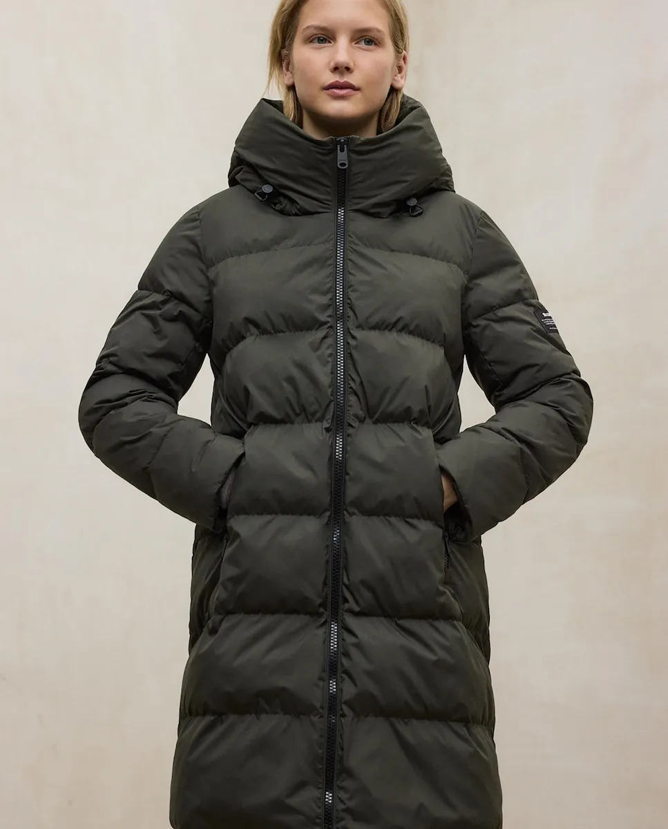

Женское пальто с капюшоном и боковыми карманами Ecoalf, темно-зеленый