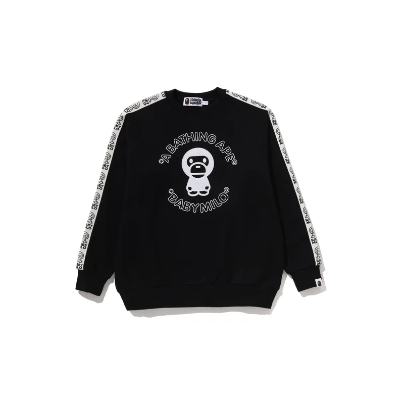 Детский свитшот с круглым вырезом A BATHING APE, черный bkx