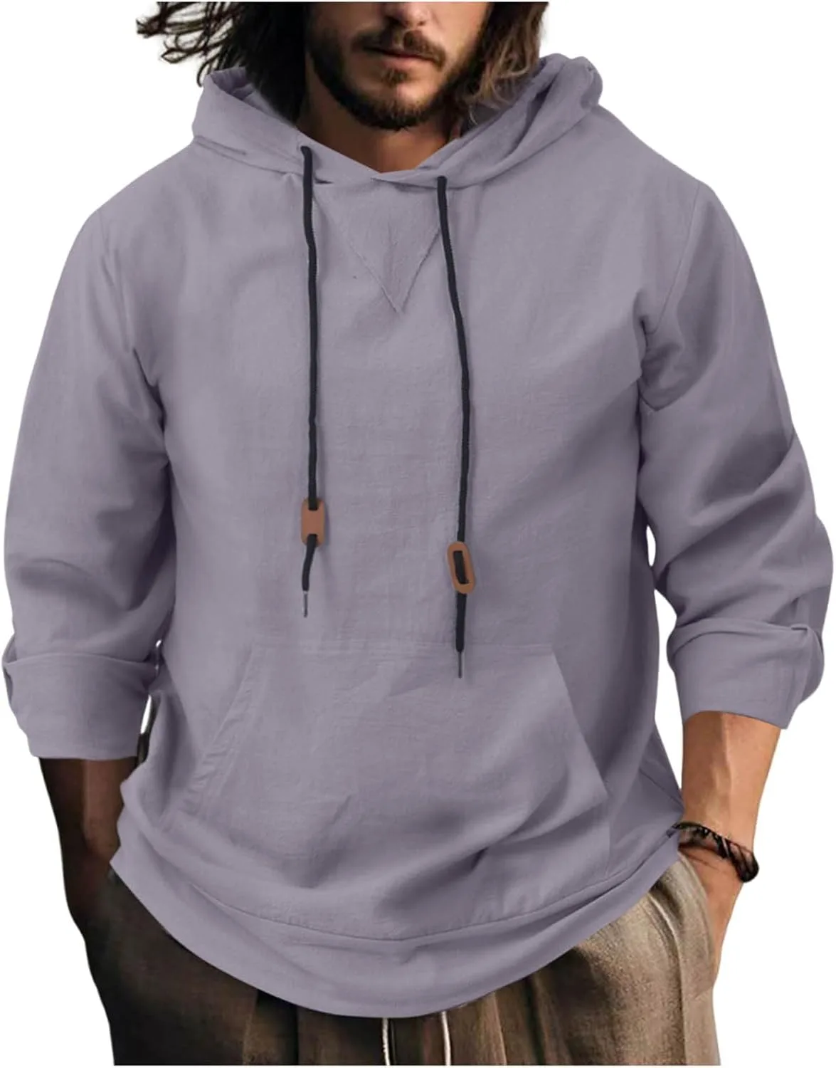 

Мужская легкая толстовка с капюшоном Linen Sweatshirt, свободный крой, с карманом Cambkatl