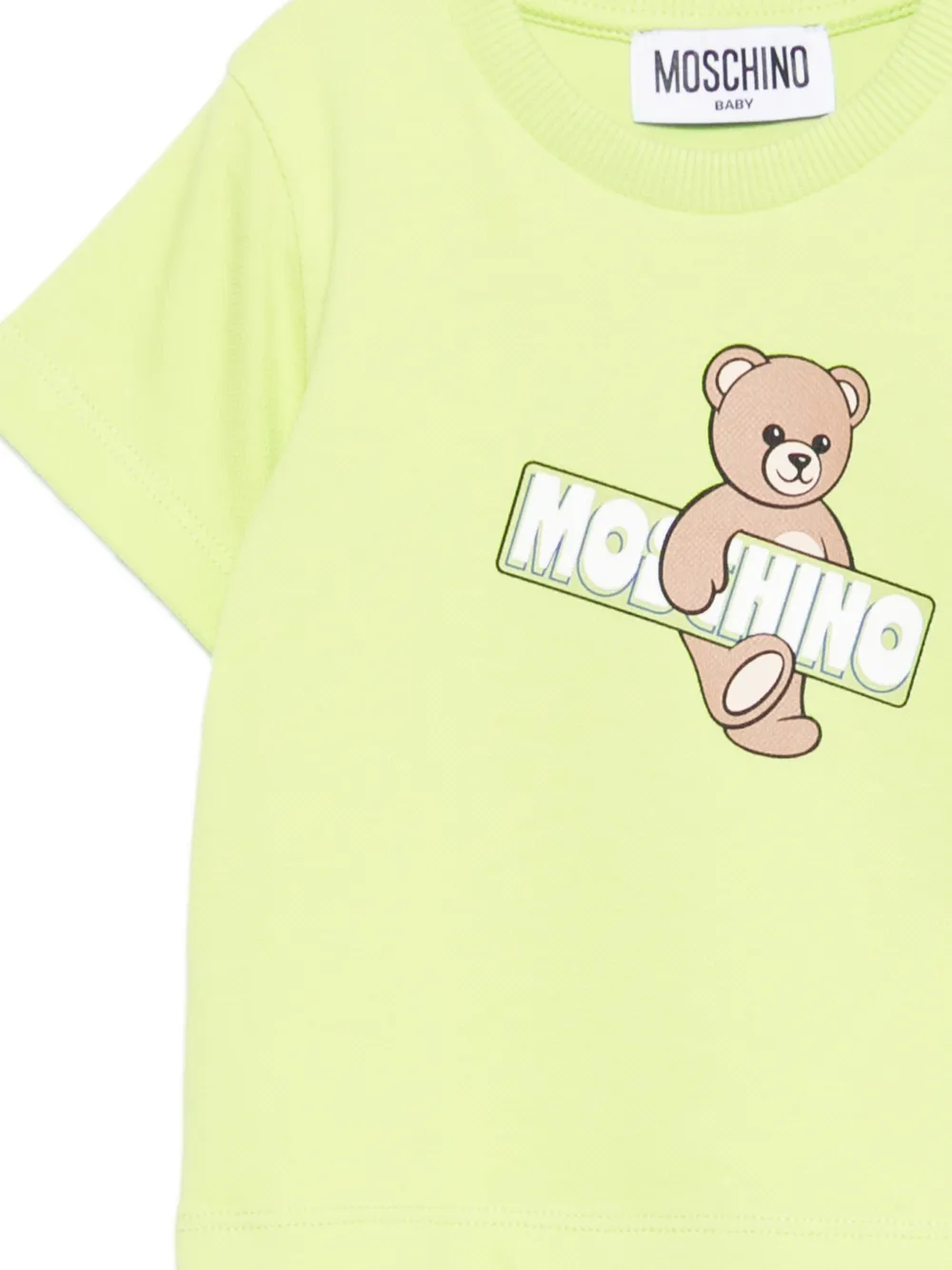 Футболка с изображением мишки Moschino Kids, зеленый — фото 3