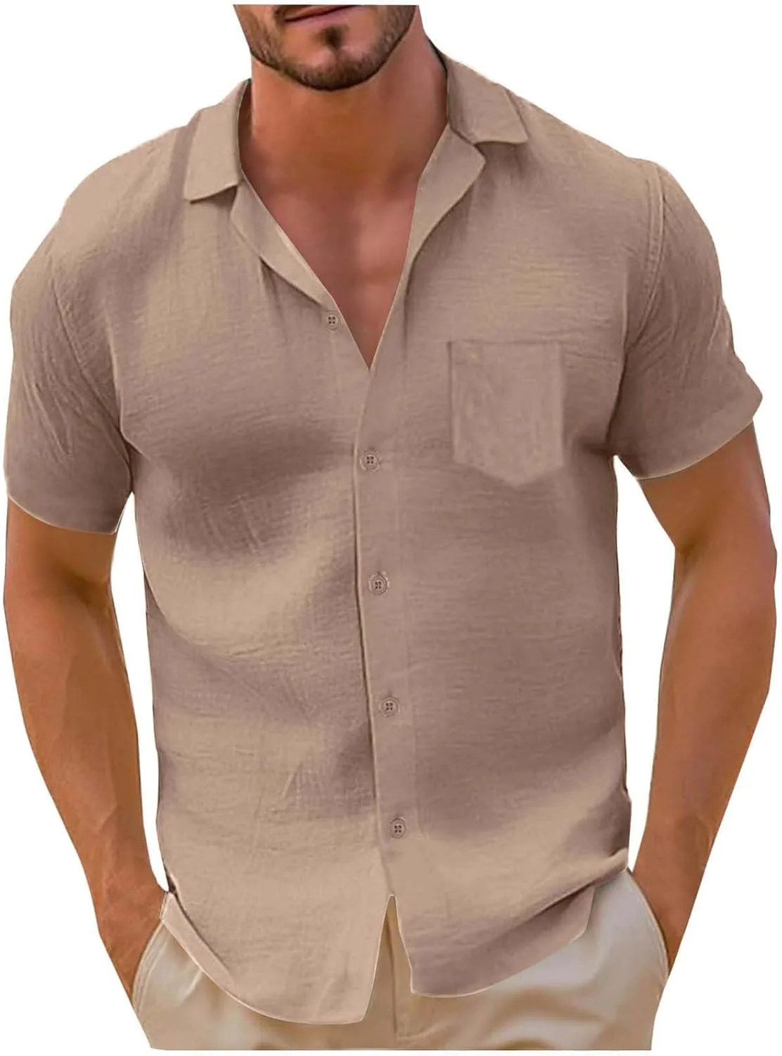 

Мужская повседневная рубашка с коротким рукавом и карманом