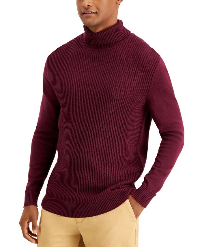 

Мужская водолазка из фактурного хлопка Club Room, цвет Red Plum
