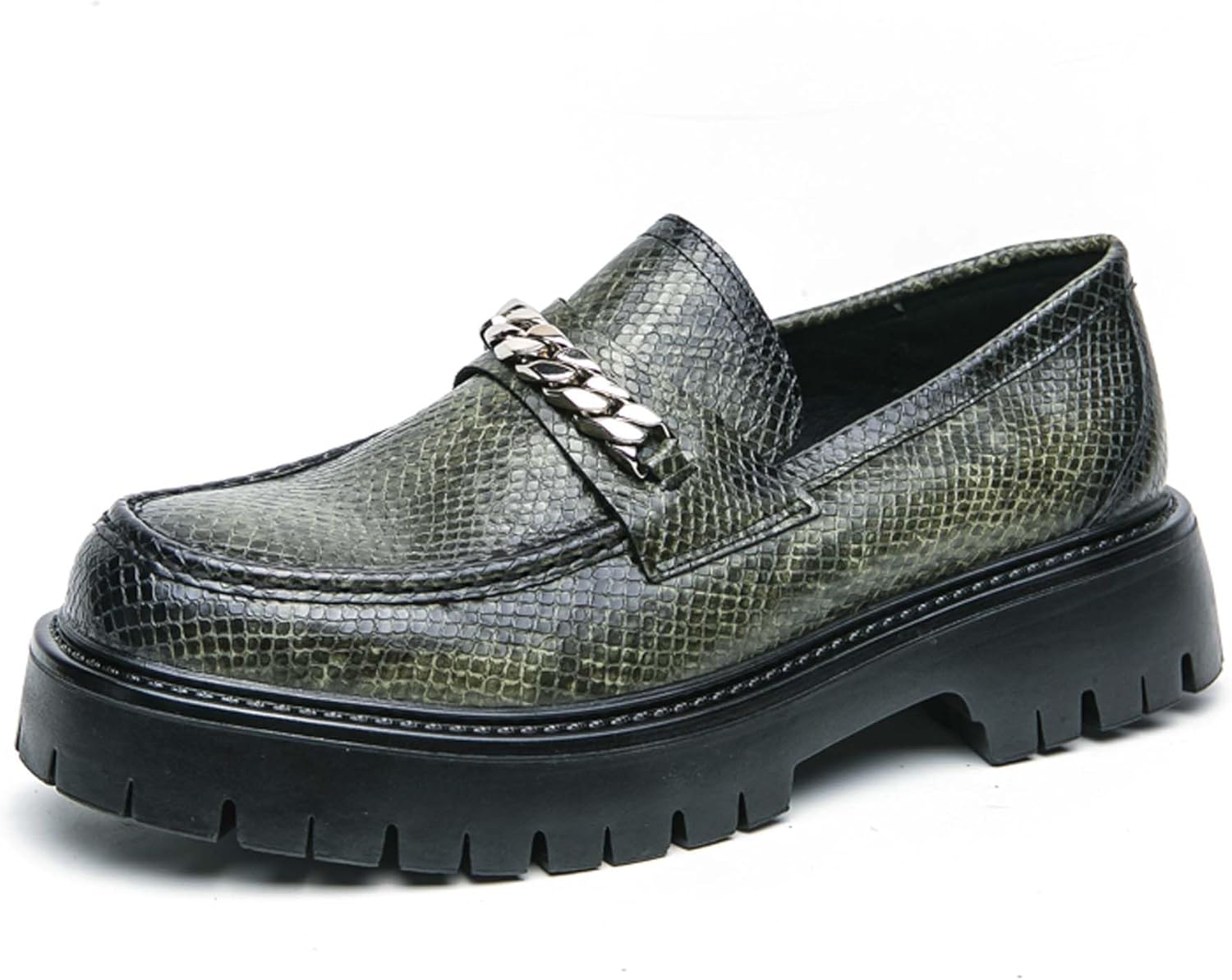 

Мужские лоферы на платформе, модные кожаные безшнуровые, деловые формальные туфли, противоскользящие, с толстой подошвой, для свадьбы, вечеринки, ночного клуба, форменной одежды, оксфорды и дерби Generic, зеленый