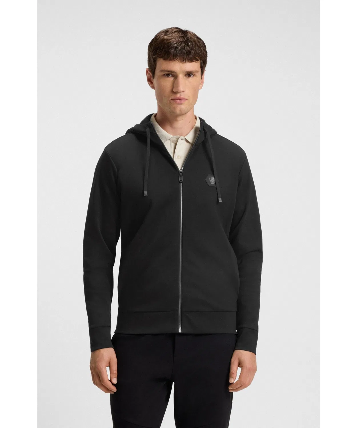 Худи Relaxed Fit BOSS с Double B монограммой, черное — фото 2