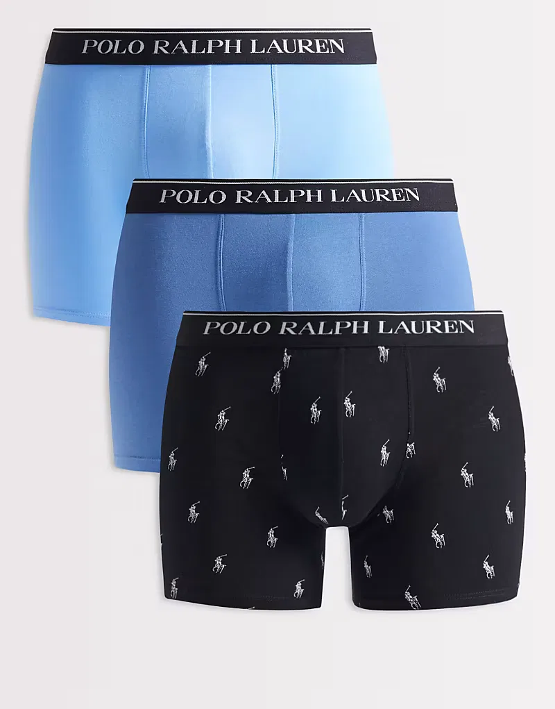 Комплект из 3 боксеров Polo Ralph Lauren с логотипом по всей поверхности, мультиколор