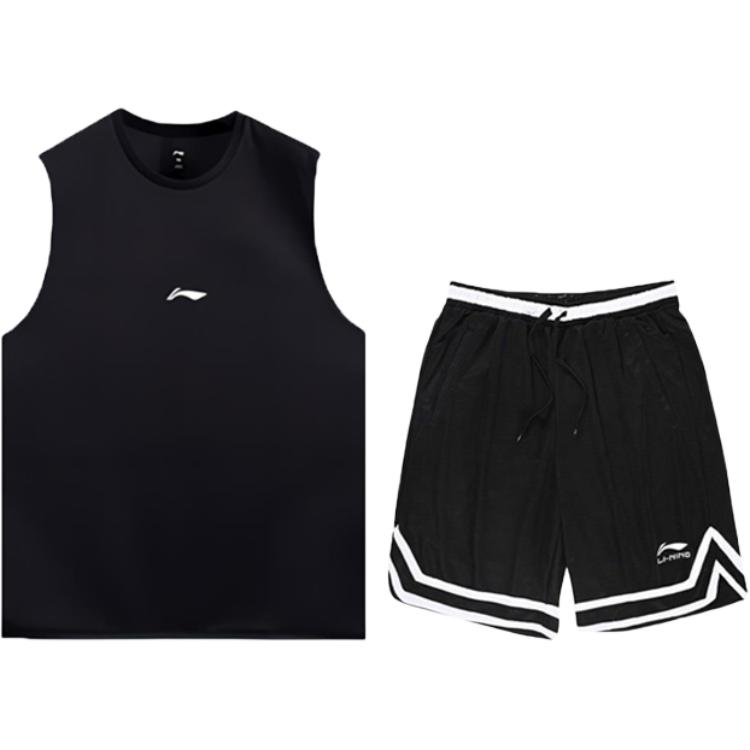 

LiNing Повседневная спортивная одежда унисекс, clothing sets (черный top+черный pants)