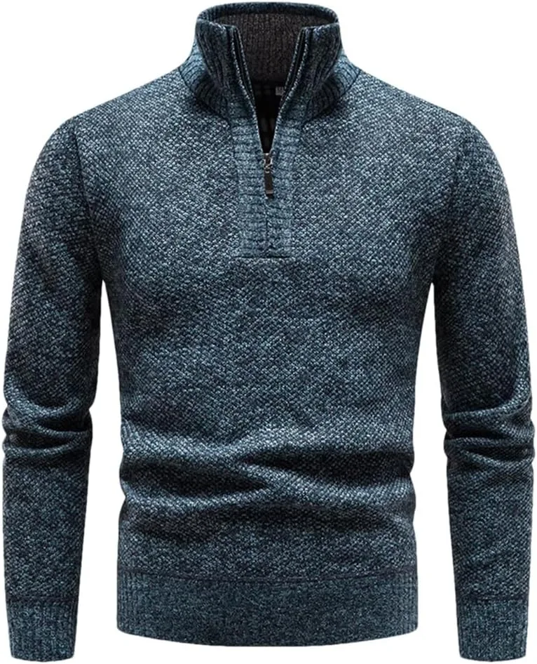 

Мужской флисовый полузастегивающийся свитер Pullover толстый теплый вязаный Slim Mock Neck Nlievara