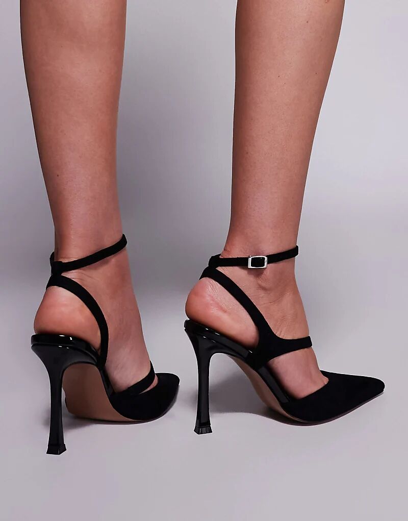 Туфли Wide Fit Past на высоком каблуке из черной замши ASOS DESIGN — фото 4