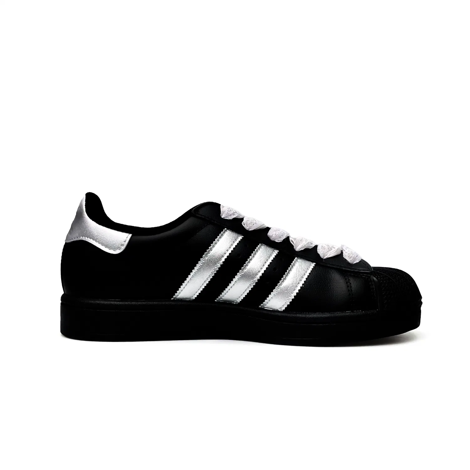 Кроссовки для скейтбординга Superstar 2 Dark Night Silver Butterfly из искусственной кожи, низкий верх, детские, серебристые Adidas Originals — фото 3