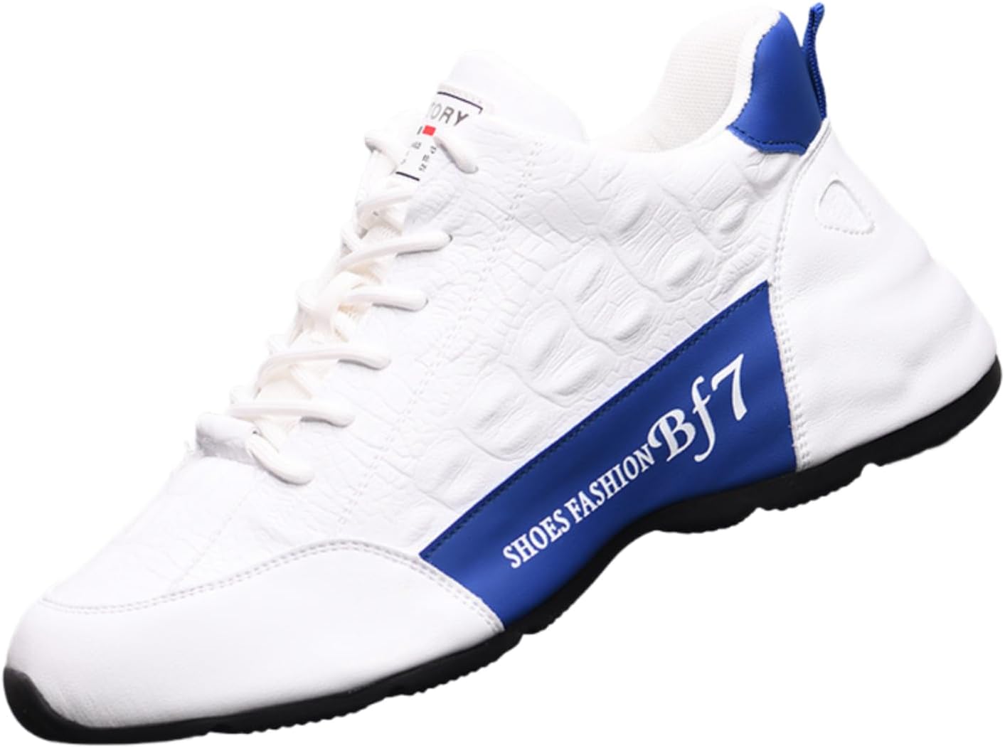 

Мужские кроссовки с высоким верхом из кожи с узором под крокодила, на шнуровке, легкие, мягкая подошва с противоскользящим эффектом, спортивная обувь для баскетбола, тенниса, прогулок, бега и волейбола Netehadi, белый/синий