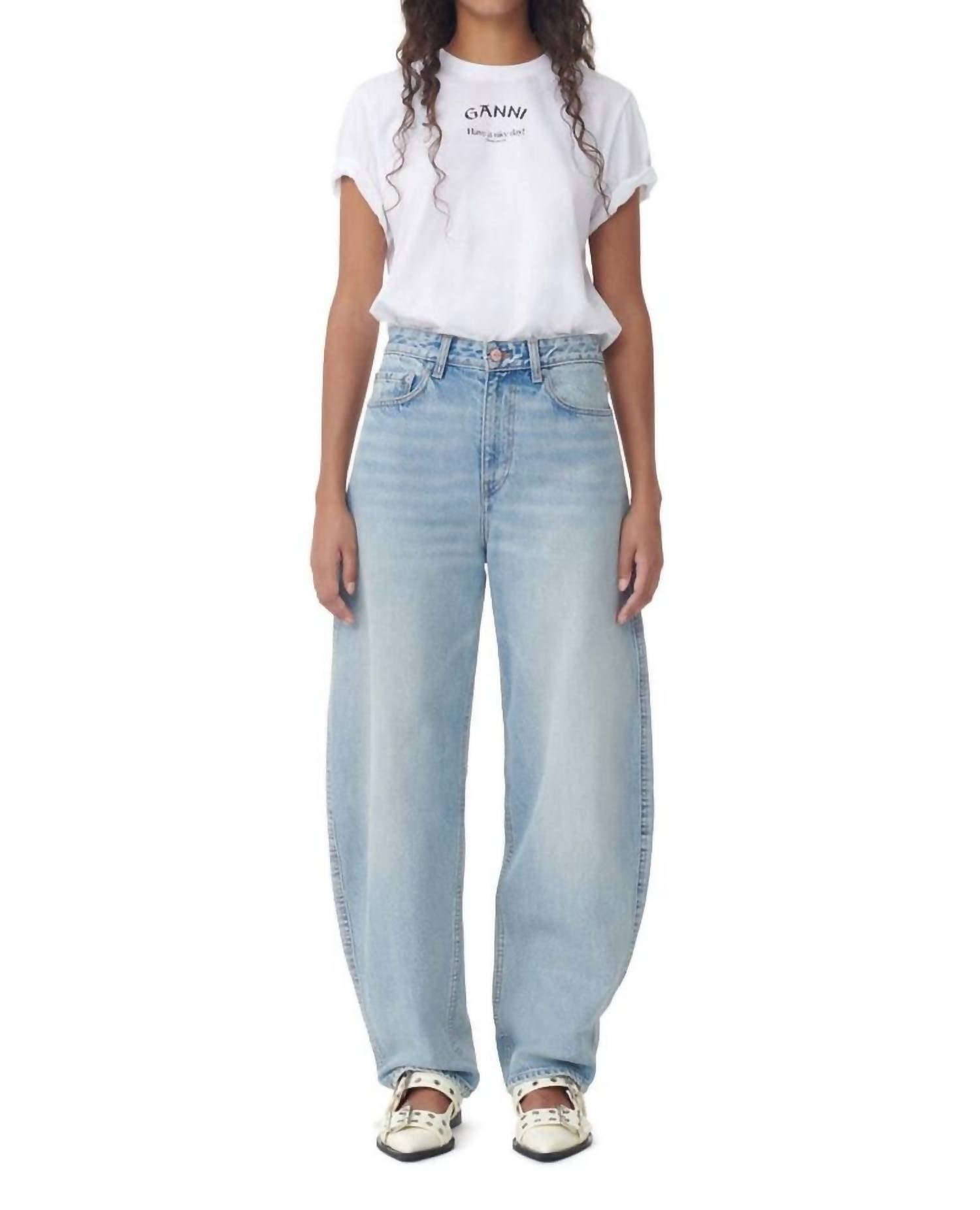 

Жесткие джинсы Stary в светло-голубом винтажном стиле GANNI