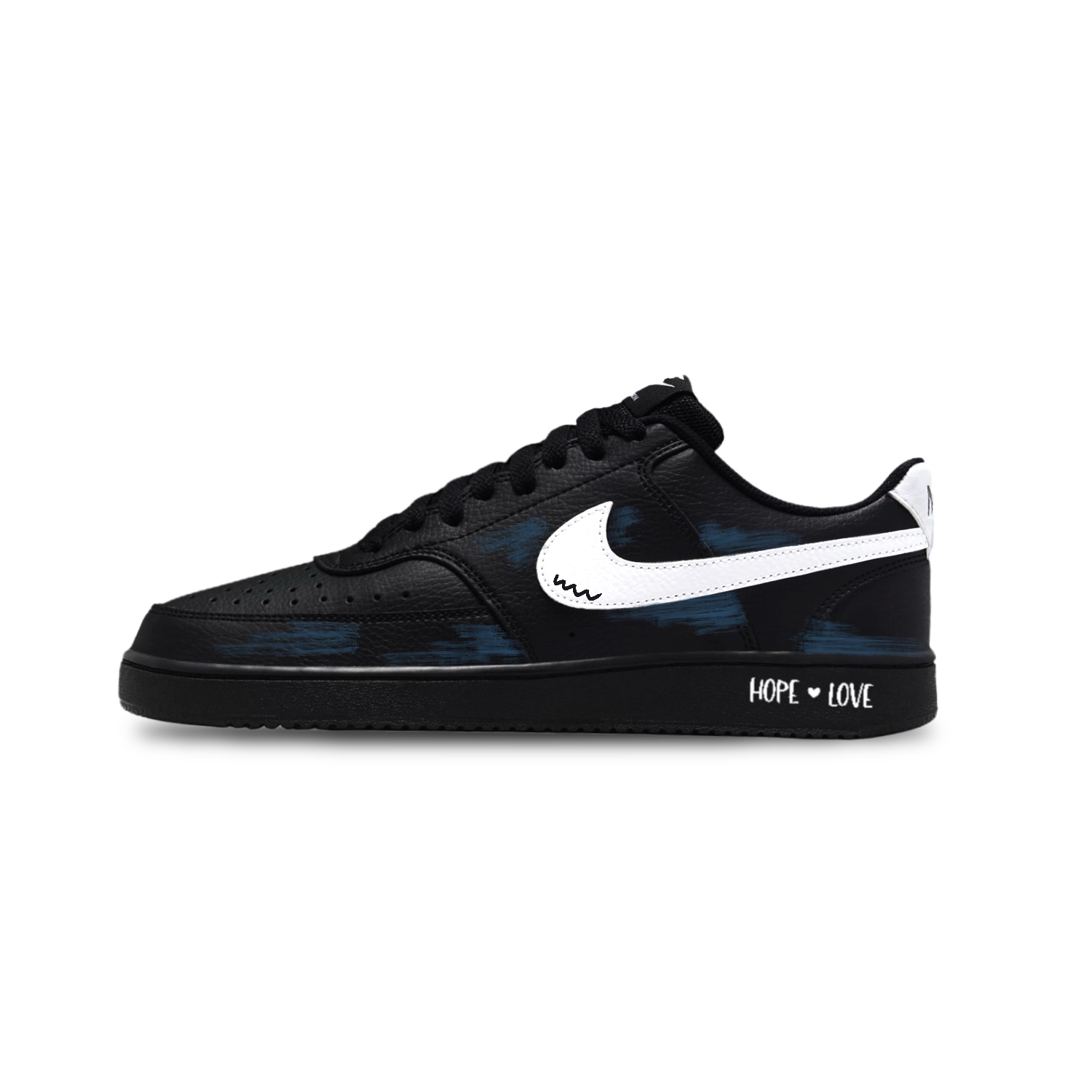 

Court Vision 1 износостойкие и легкие низкие скейтборд кроссовки unisex Nike, черный