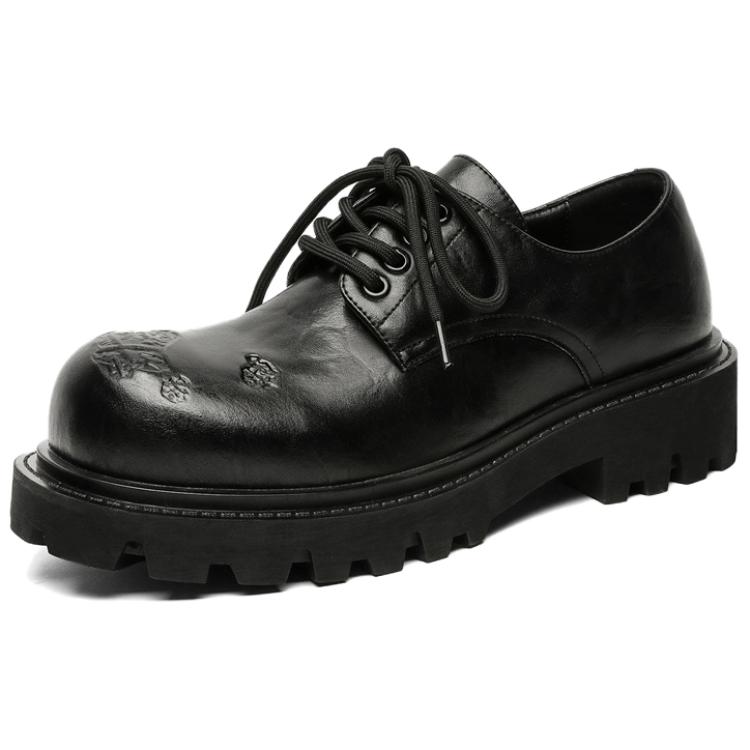 WEISHIBANGWEI Повседневные кожаные туфли мужские черные с потайным клином, цвет Black Hidden Wedge — фото 2